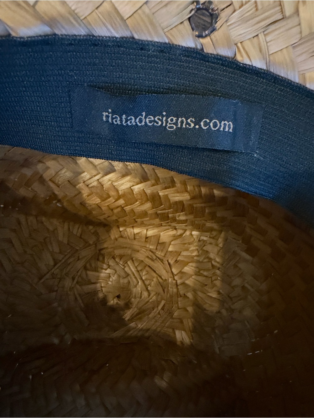 Riata Woven Straw Sun Hat with Aqua Striped Bow - Picture 9 of 12